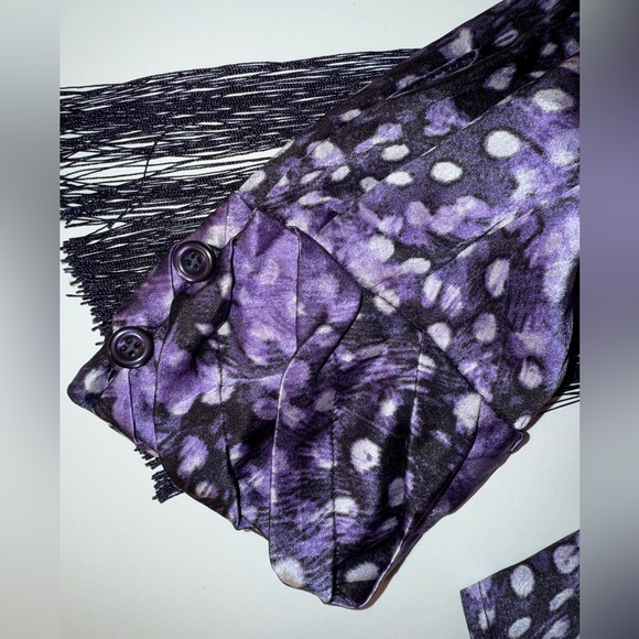 CARLISLE SILK BUTTON DOWN BLOUSE IN SHADES OF PURPLE WITH SILK NECK SCARF SZ 14 - Picture 9 of 12
